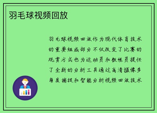 羽毛球视频回放